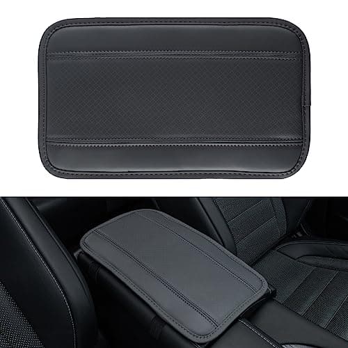 Amiss Car Center Console Pad Universal Waterproof Car Armrest Seat Box Cover PU Leather Auto Armrest Cover ProtectorVehicle Interior Accessories fits SUVTruckCar Gray
