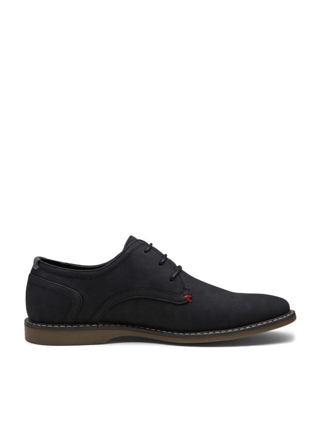 Jousen Men's Oxford Suede Business Casual Dress Shoes Plain Toe Oxfords Classic Formal Derby Shoes (AMY615 Black 10.5)
