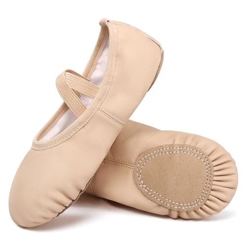 Dynadans Soft Leather Ballet Shoes/Ballet Slippers/Dance Shoes for Girls and Boys (Toddler/Little/Big Kid/Women)-Nude-8M Toddler