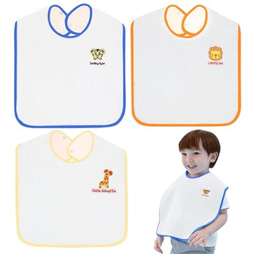 Hwieccogts Full Coverage Toddler Bibs for Feeding Soft Waterproof Extra Large Toddler Bibs Ages 16 Feeding Bibs for Girls Boys 3 palk blue yellow brown