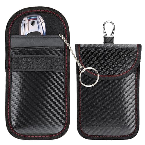 BFXM 2 Pcs Faraday Bag for Car Keys, Car Accessories RFID Signal Blocking Pouch, Anti-Theft Key Fob Protector, Cell Phone Signal Blocker Case, Car Key Fob Cage (Small)