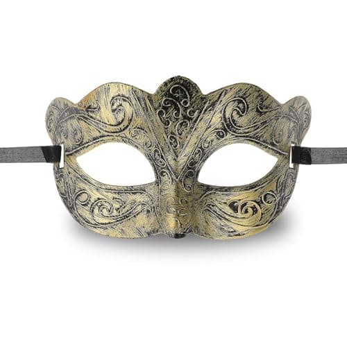 Gjinxi Masquerade Mask for Men Venetian Vintage Retro Mask for Carnival Cosplay Character Half Masks for Party Halloween Mardi Gras Prom New Year Dress Up Mask Costumes for Adult(Gold)