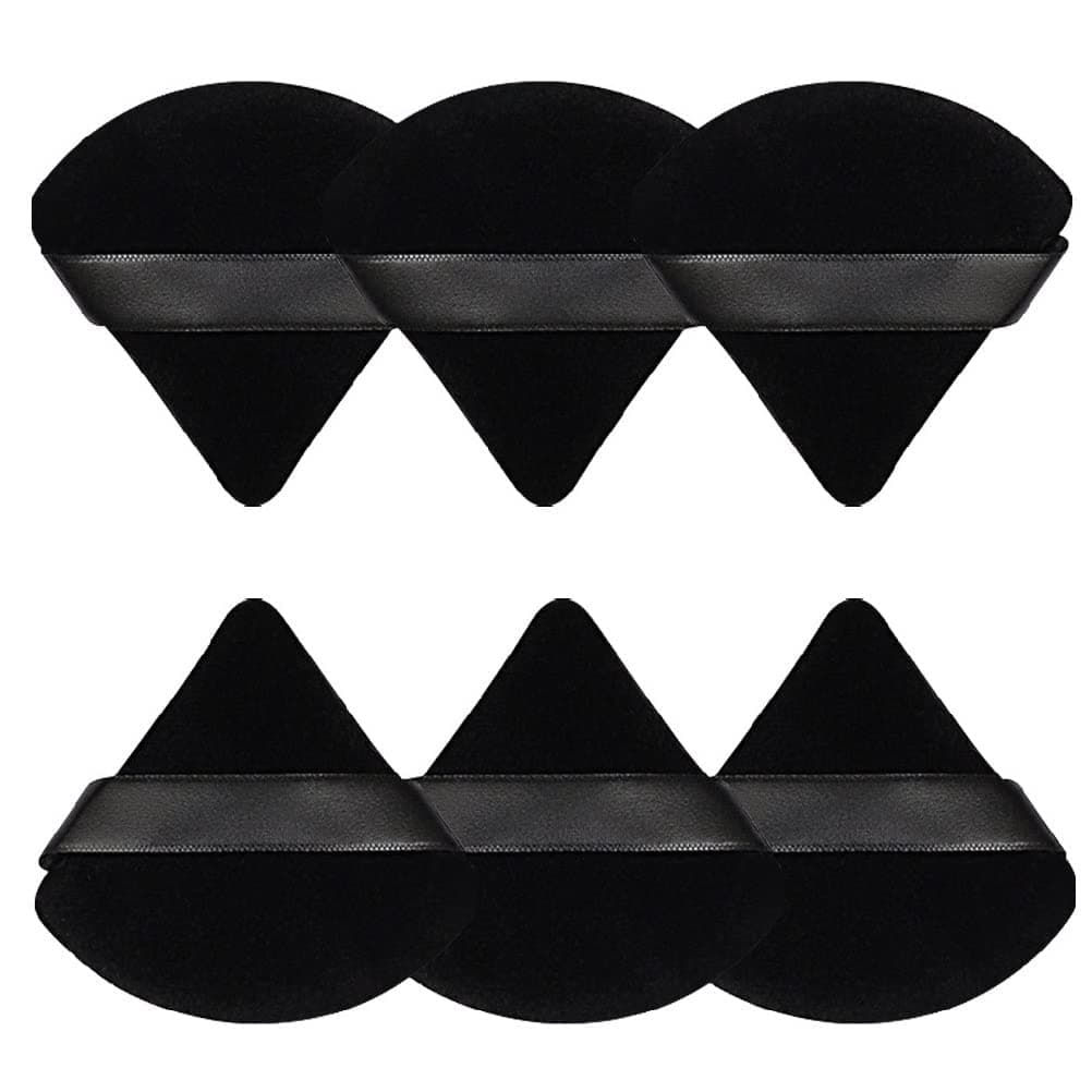 WOODONICK Blender Puff Pure Cotton Face Soft Triangle Wedge Makeup Pad for Undereye Loose Mineral Body Powder Black Velour Sponge Makeup Tool Black 12 PCs