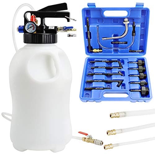 YSTOOL 10L Pneumatic Fluid Extractor Dispenser Set ATF Refill Tool Kit for Changing Oil in Engine Transmission Differential Transfer Case Gear Gearbox Power Steering Coolant with Pump Blue Case