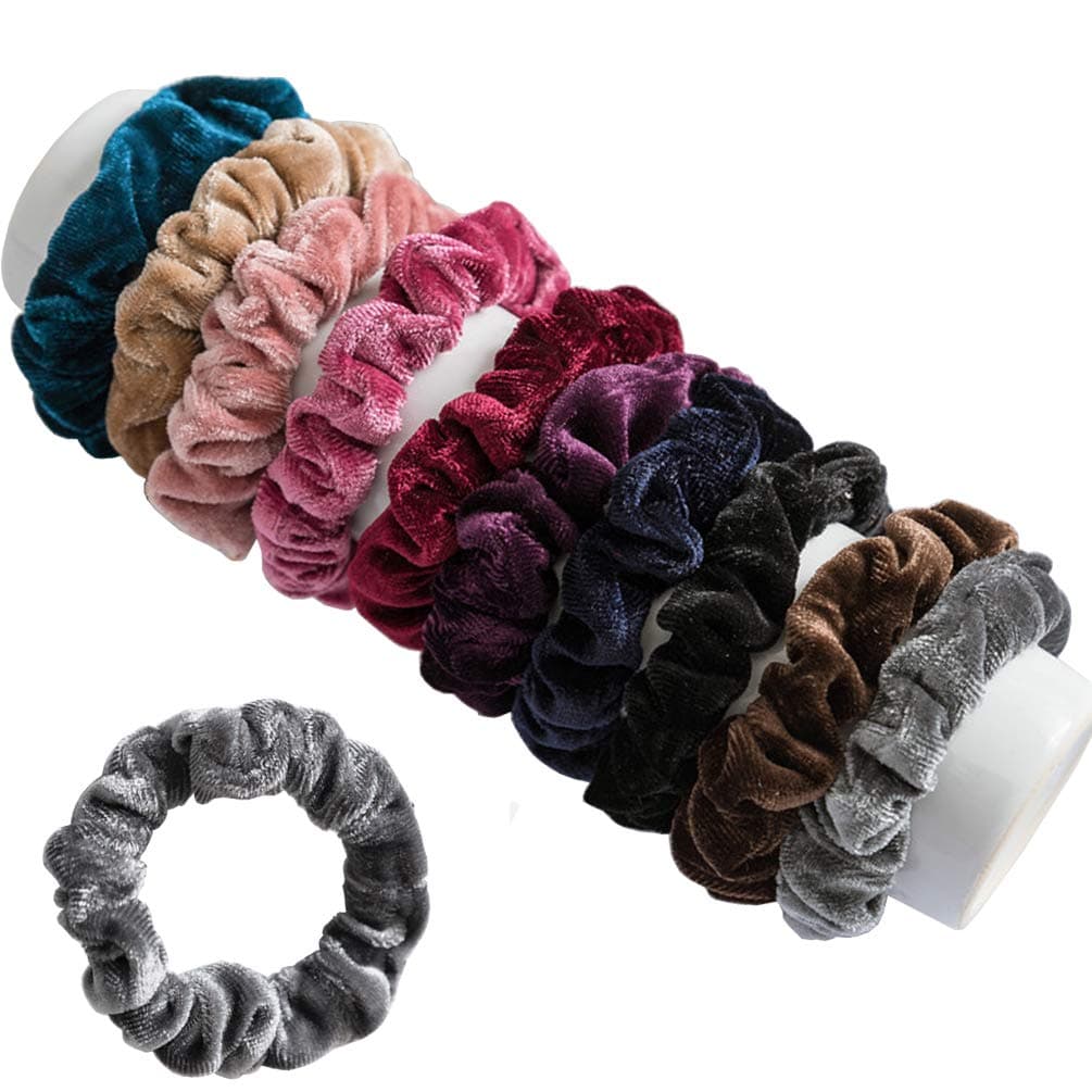 KINGMAS 10 Pcs Hair Ties Velvet Scrunchies Elastic Flannelette Hair Bands Scrunchy Hair Ropes Women Hair Accessories