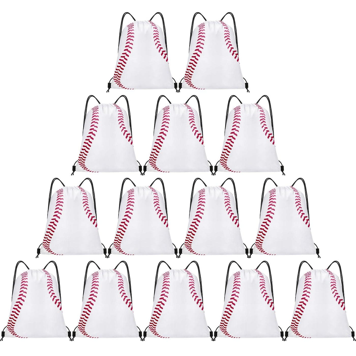 Grneric 14 Pcs Drawstring Bags Softball Baseball Basketball Football Goodie Favor Bags Cinch Bag Sackpack for Sports Teams Baseball