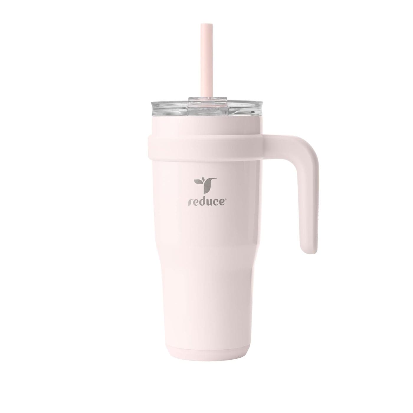 REDUCE 24 oz Stainless Steel Tumbler with Handle DualWall Vacuum Insulated Travel Mug SweatProof Lid Reusable Straw Keeps Drinks Cold for 24 Hrs Fits Cupholders Dishwasher SafePink Cotton