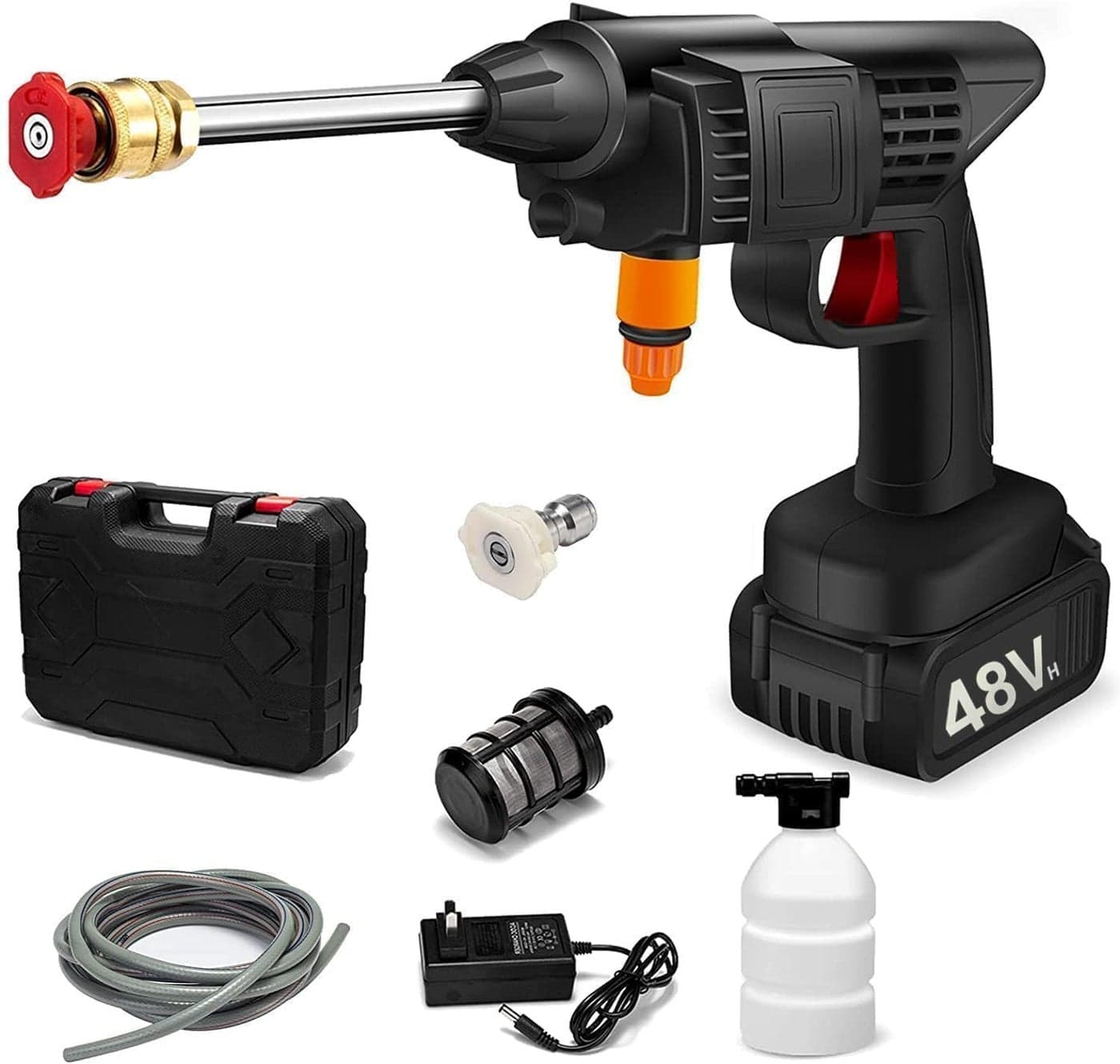 SPIRITUAL HOUSE Electric Pressure Washer Car Washer with Air Compressor High Pressure Water Pump Brush18 Litter Water Tank Storage Box