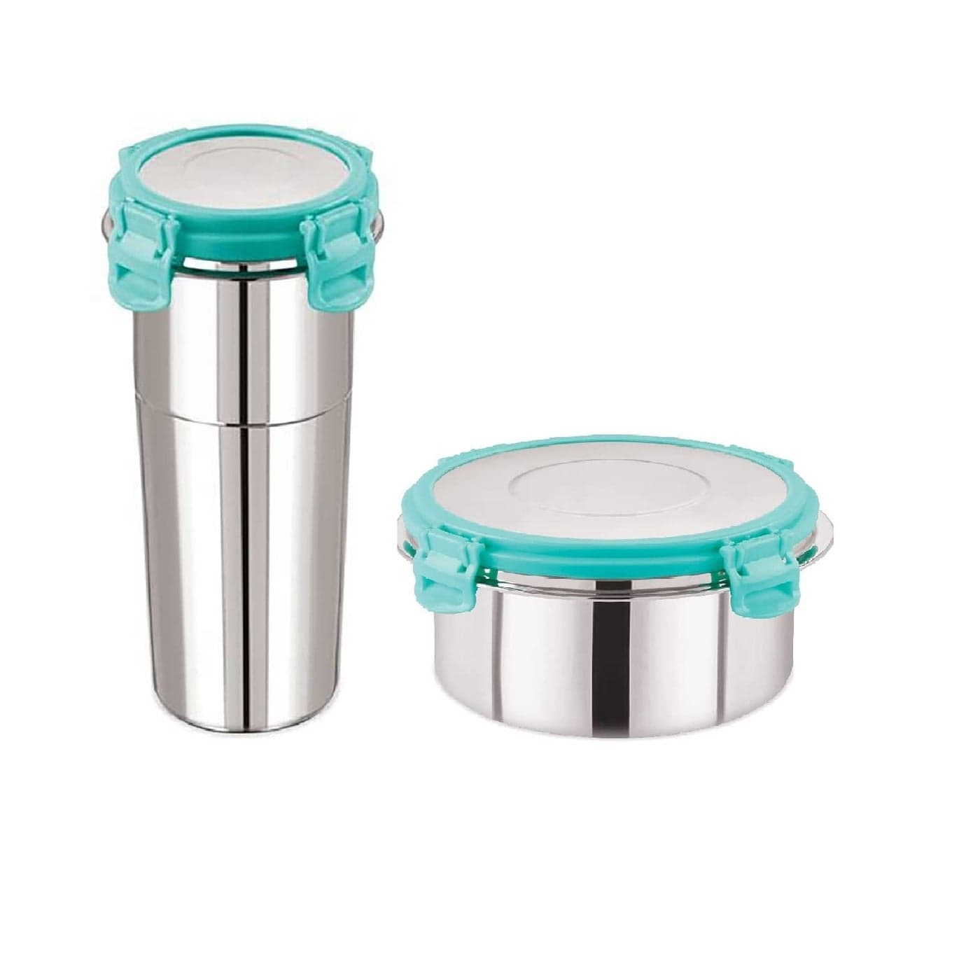 FLOMERO Stainless Steel Leak Proof Click and Seal Lock Air Tight Tiffin Lunch Container Glass RustFree Lunch Box Easy Grip Easy to Carry Travel Fusion 600250ml
