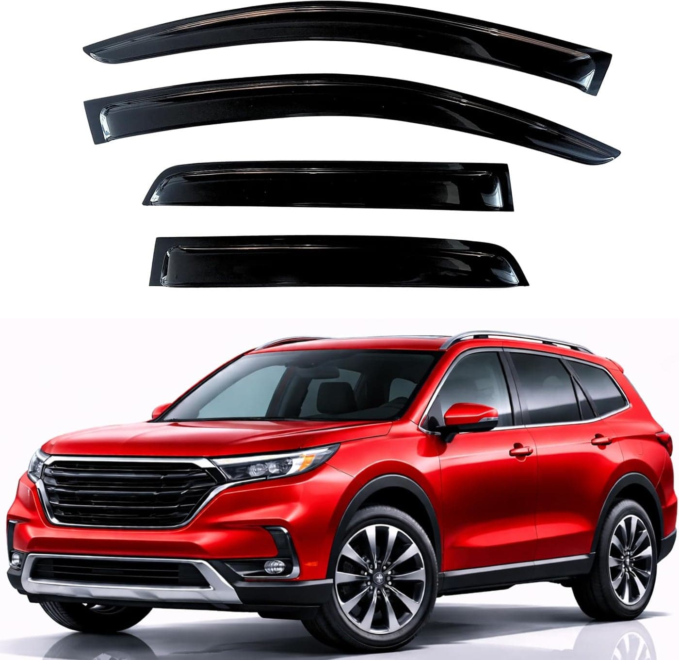 KPY Window Visor Rain Guard Deflectors for Honda Pilot 2023-2025 - 4PC Tape-On Style