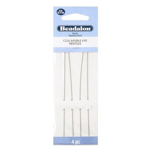 Beadalon Collapsible Eye Beading Needles, Heavy 0.51 / .020 inches diameter, 5 inches Length, 4 pc
