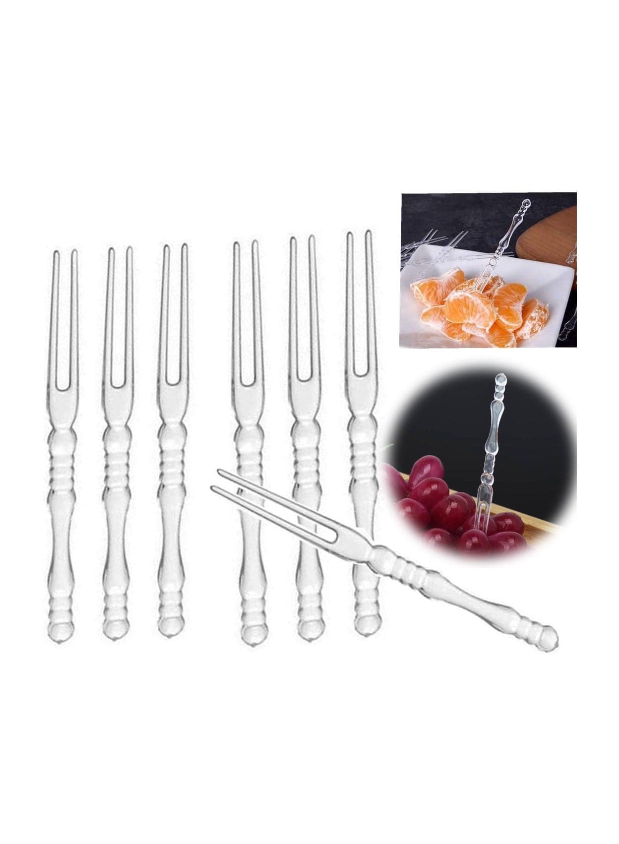 Disposable Plastic Fruit Forks, Azonee Mini Forks Bistro Cocktail Forks Tasting Appetizer Forks Set Mini Cake Forks (plastic Fruit-Fork plastic) 200 PCS