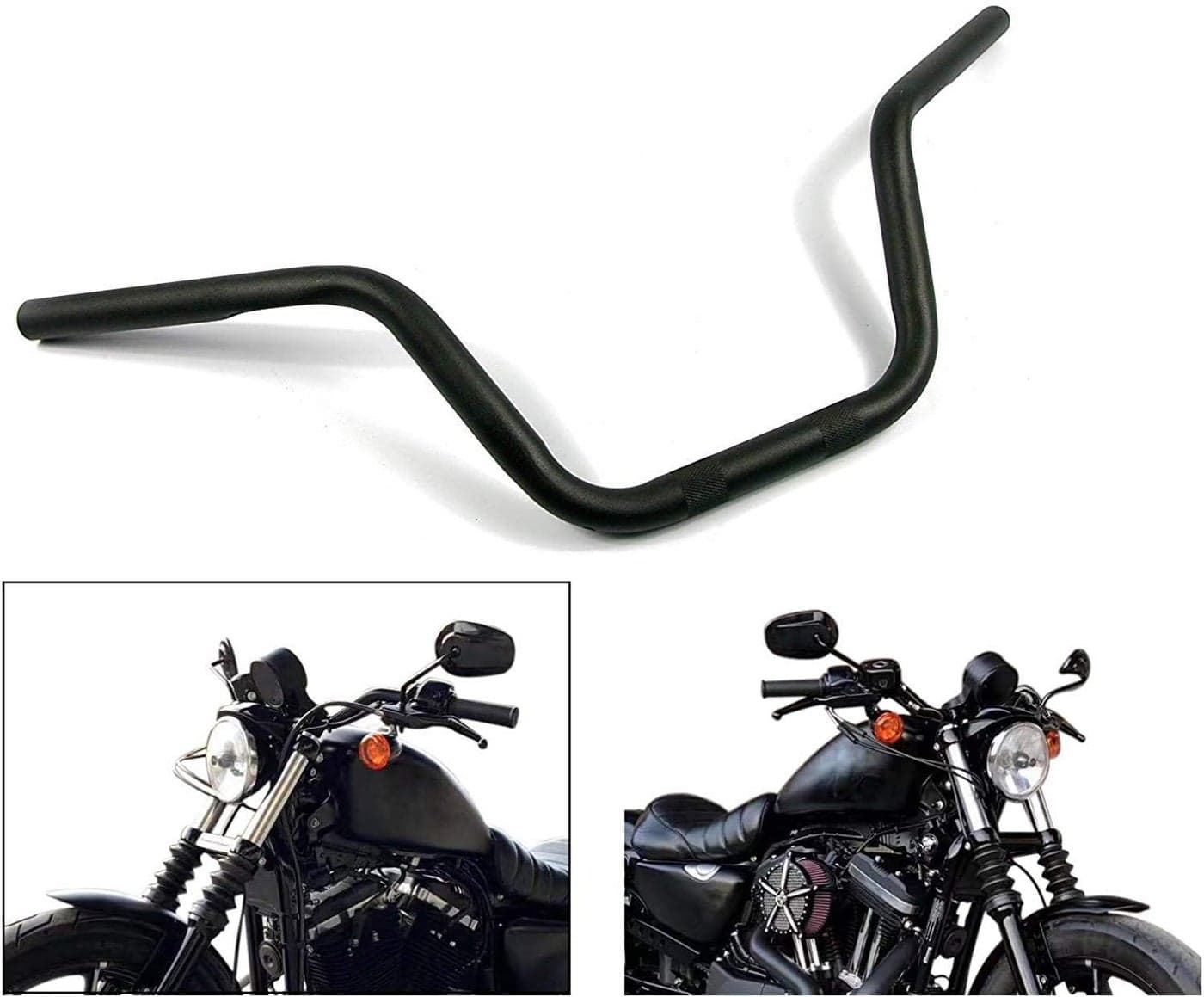 COBIKE 1 Inch 25mm Ace Cafe Racer Clubman Handlebar for Harley Sportster XL883 XL1200 (Black)