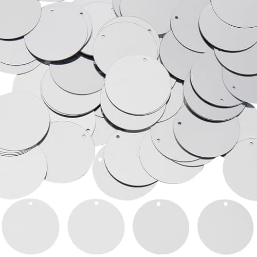 SUNNYCLUE 1 Box 80G Large Sequin Paillettes Silver Flat Round Sequins Bulk 30mm Plastic PVC Iridescent Applique Art Glitters Loose Hole Embellishment Sequin for Sewing Craft DIY Embroidery Ornament