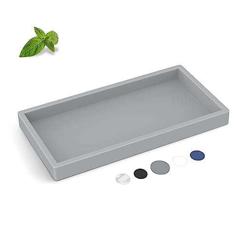 EG-SIPRO High-Grade Thickened Silicone Rectangle Bathroom Vanity Tray - Shatterproof Durable Soap Dispenser Tray for Countertop