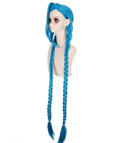 OYSRONG Anime Women Girls Cosplay Costume Wig Long Blue Color Braids Heat Resistant Fibre Wig