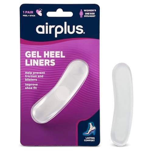 Airplus Gel Heel Liners – Invisigel Cushions for Slippage Prevention, Blister Protection, and Improved Shoe Fit – Ideal for High Heels, Flats, Sneakers, and Dress Shoes (2 Pairs)