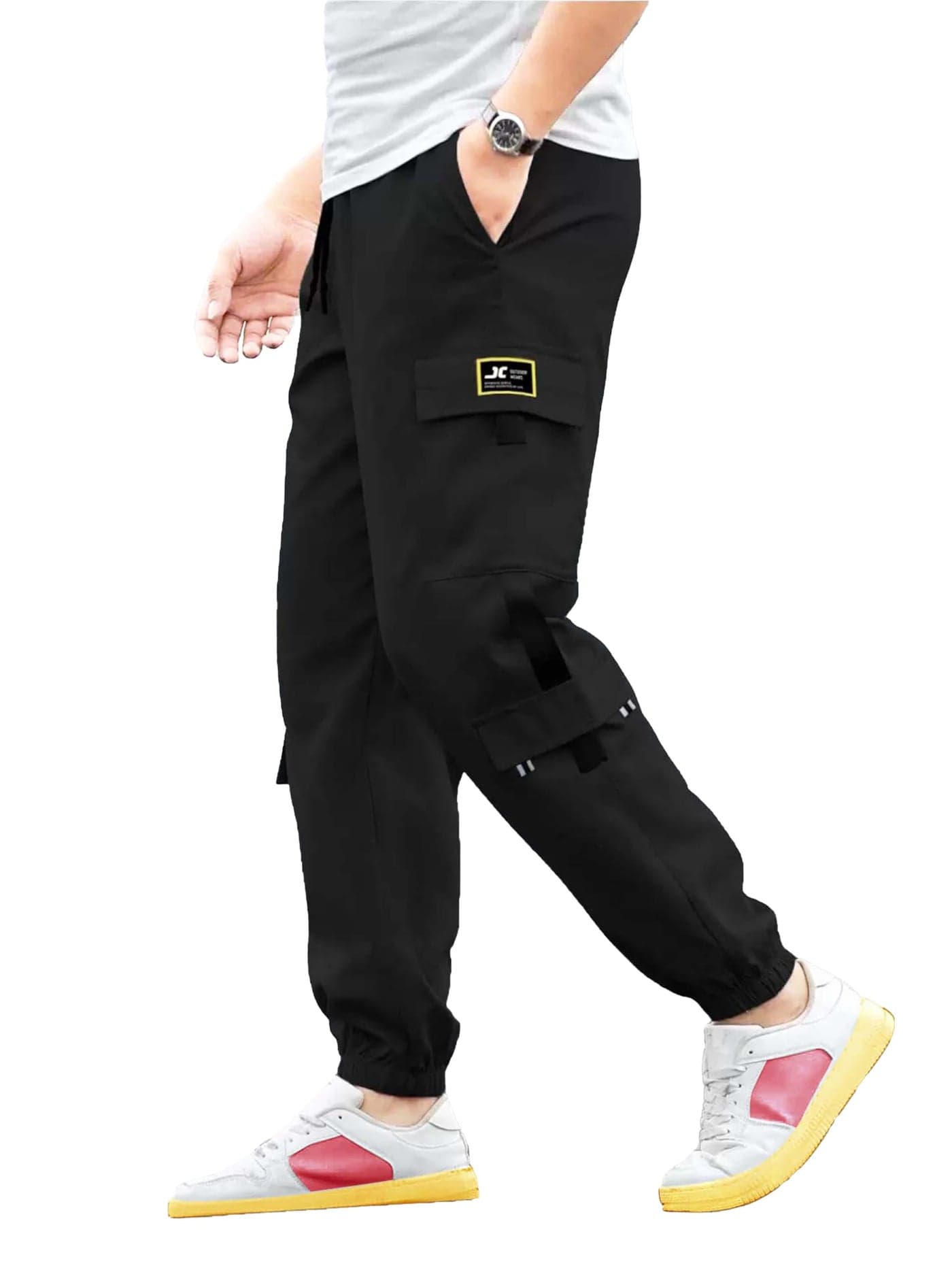 Jump Cuts||Boys||Solid||Black||Polyester||Slim Fit||Cargo Pant
