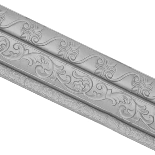 HASTHIP® Peel Stick 3D Wall Edging, Flexible Wall Base Moulding Trim, Mirror Border, Wall Lines, 2.3 M x 7.8 CM(Silver Gray)