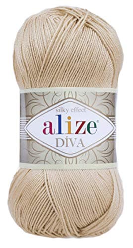 Alize Diva Silk Effect 100 Microfiber Acrylic Yarn 1 BallSkein 100gr 383yds Color 368 Camel