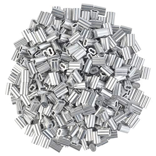 800pc Aluminum Crimping Loop Sleeve Ferrule Cable Ferrule Crimping Loop Sleeve Wire Rope Sleeves for 1/16" Diameter Wire Rope and Cable