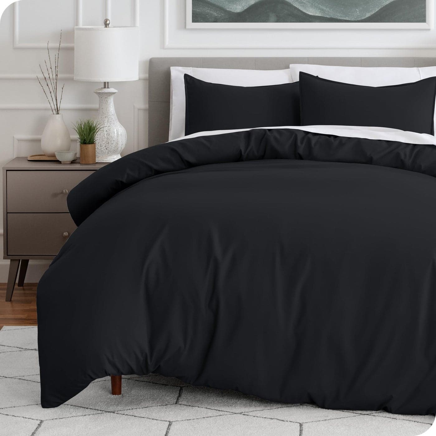 Bare Home Bedding Duvet Cover Oversized Queen Size Premium 1800 Super Soft Collection Lightweight Cooling Duvet Cover Soft Breathable Bedding Oversized Queen Black