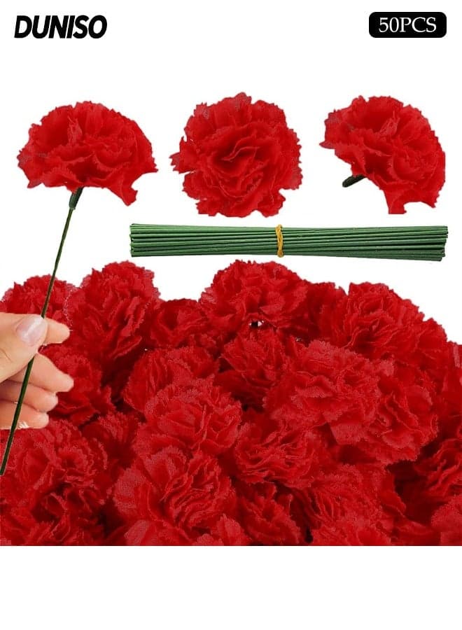 50 PCS Artificial Marigold Flowers,Simulate Marigolds Flowers with Stems, Decorations Silk Faux Flowers for Dia De Los Muertos Diwali, Home Decor, Marigold Garland Day of The Dead Decorations