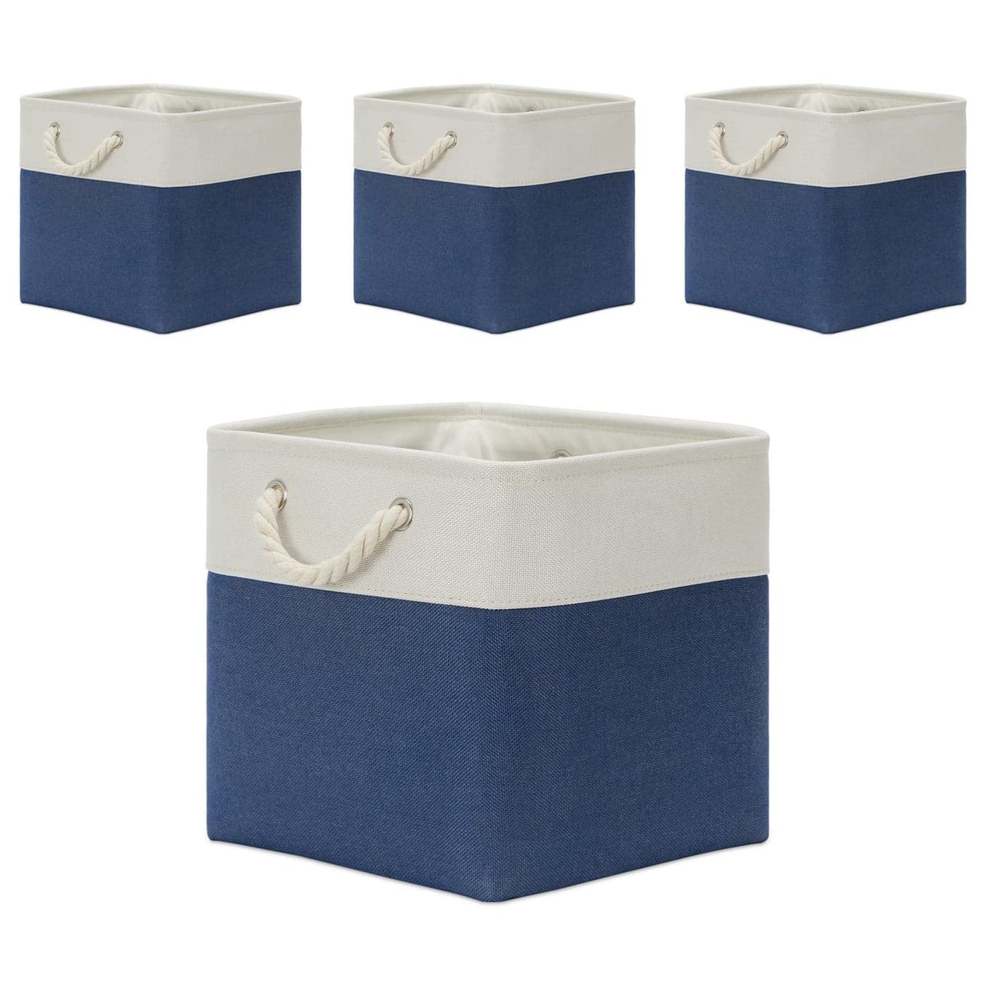 Temary Storage Baskets for Shelves 13x13 Baskets for Gifts Empty 4 Pack Shelf Baskets Large Storage Baskets Cube Storage Bins Fabric Storage Cubes with Handles for Shelves WhiteBlue