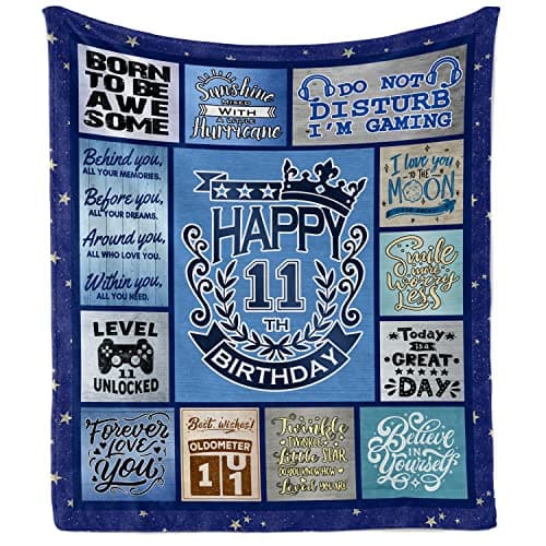 11 Year Old Boy Birthday Gift Throw Blanket 60”x50”, Birthday Gifts for 11 Year Old Boys, 11th Birthday Decorations for Boys