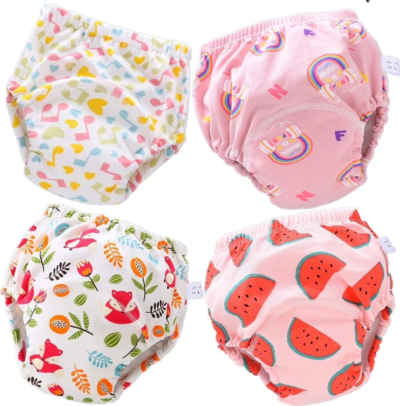 4 Pack Baby Toddler Potty Training Pants Layered Cotton Training Underwear for Toddlers Girls Boys 1218 Months E