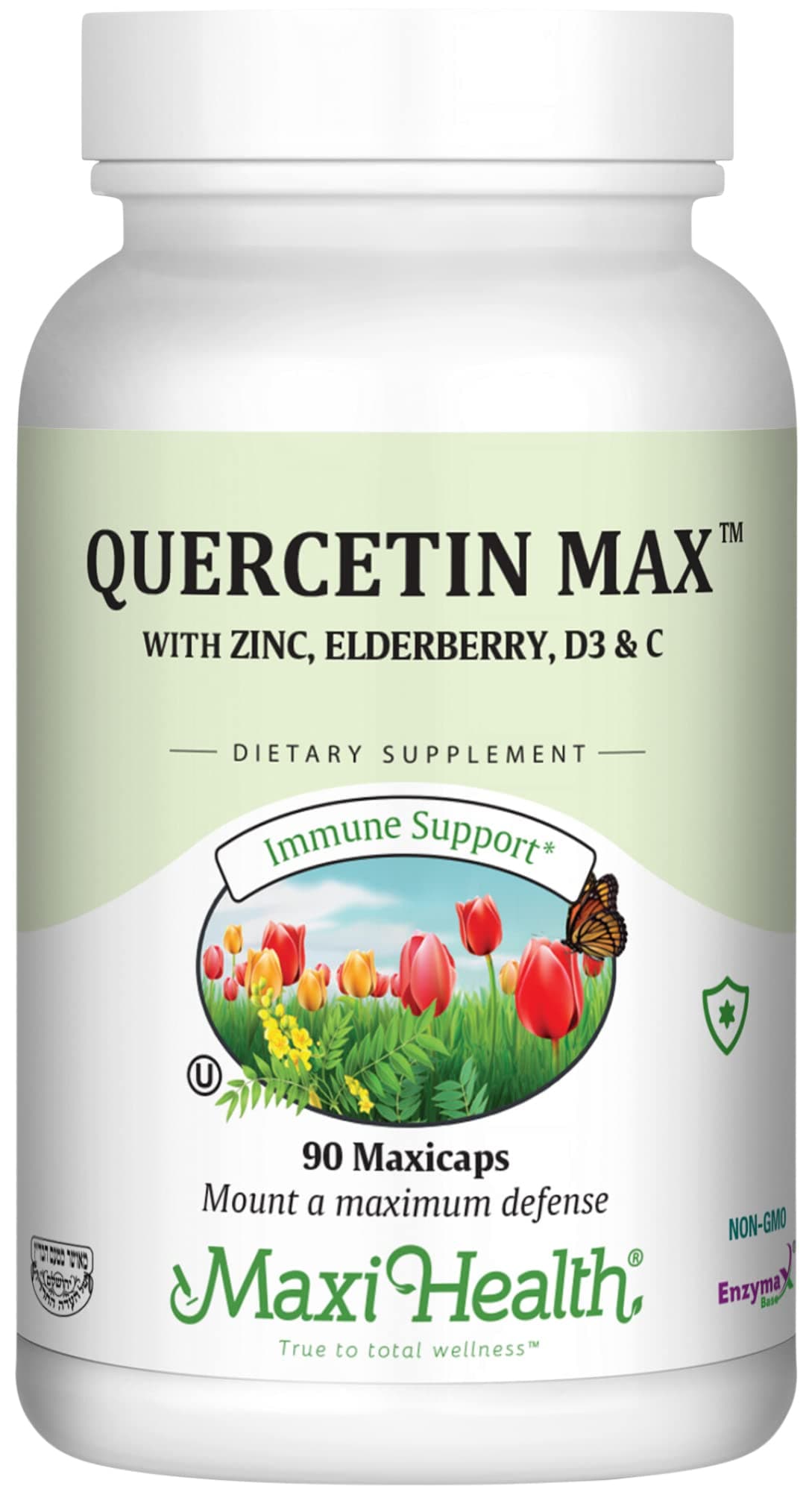 Maxi Health Quercetin 500mg with Zinc 30mg Vitamin C 1000mg Vitamin D 2500 IU Elderberry 125mg Vegetarian Health Supplement for Adults Kosher Certified 90 Veggie Capsules