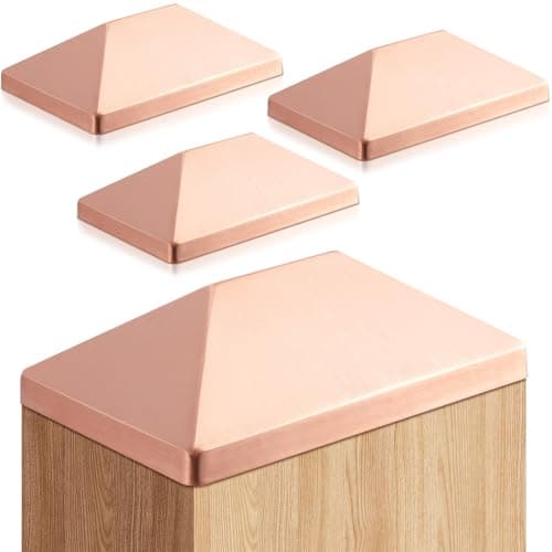 Blulu 4 Pcs 4x6 Actual 35x55 Solid Copper Pyramid Post Cap Fence Pyramid Decking Caps for TrueActual Metal Wood Cedar Fence Deck Corridors Mailbox Posts End Cover