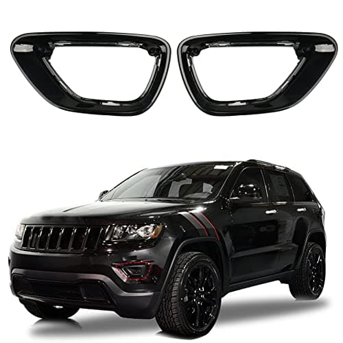 sportuli Black Front Fog Light Cover Fog Lamp Trim Replace for 2014-2016 Jeep Grand Cherokee (2014-2016)