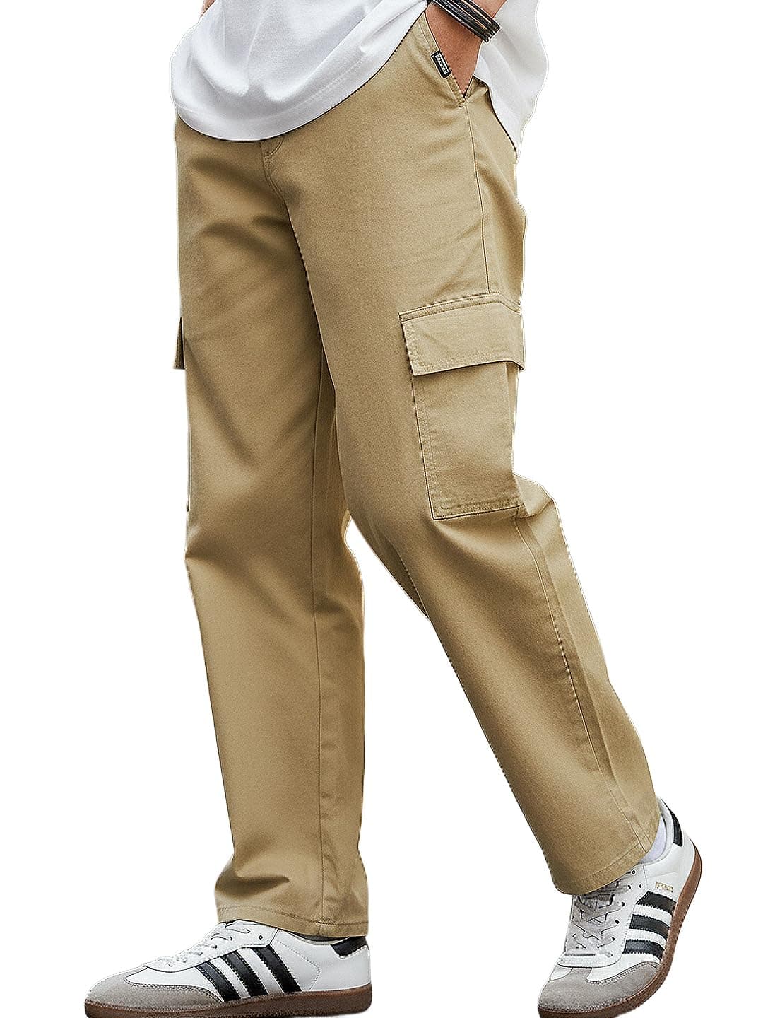 Urbano Fashion Men's Light Olive Loose Baggy Fit Solid Cargo Chino Pant with 6 Pockets Non-Stretchable (chicargolos-04-lolive-28)
