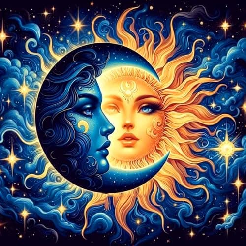 Axquilon Paint by Numbers Kit for Adults BeginnerSun and Moon Adult Paint by Number Kits on Canvas Easy Adults PaintbyNumber Kits Oil Painting Craft Supplies for Gift Home Wall Decor 16x16in