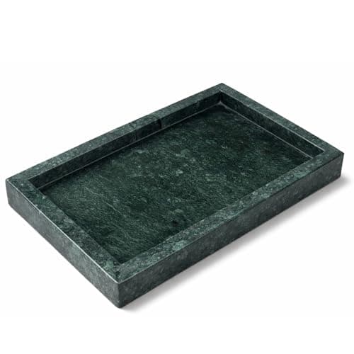 KC KULLICRAFT Natural Marble Green Tray for Desktop/Kitchen/Vanity/Bathroom, Stone Organizer Tray for Coffee Table, Plate Holder for Tissues, Candles, Soap, Towel, Plant (Green, 6 X 10, Rectangular)