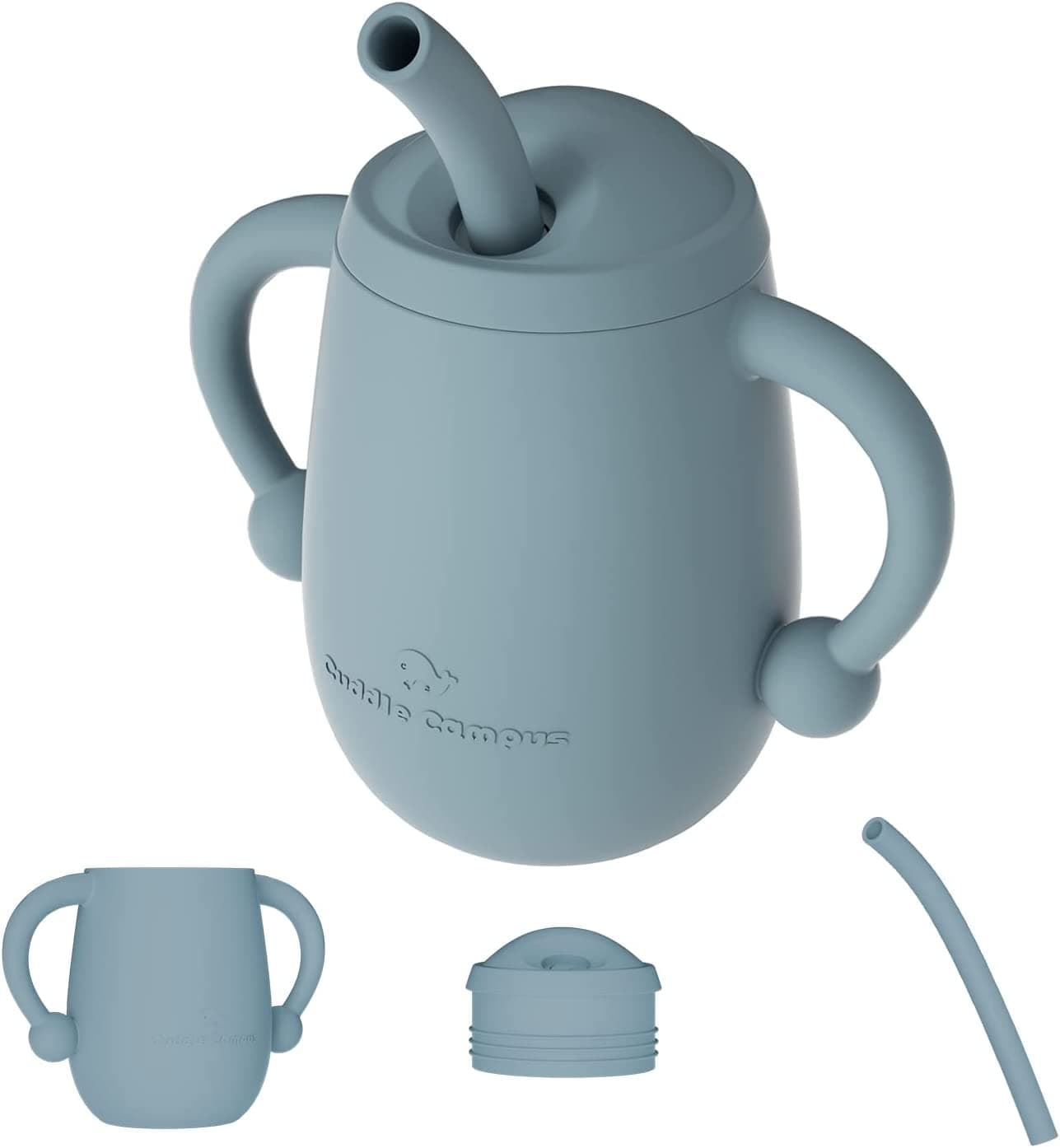 Cuddle Campus 100 Silicone Baby Training Cup Shatterproof Toddler Sippy Cups with Straw Open Cup for Baby 6 Months 4 Oz