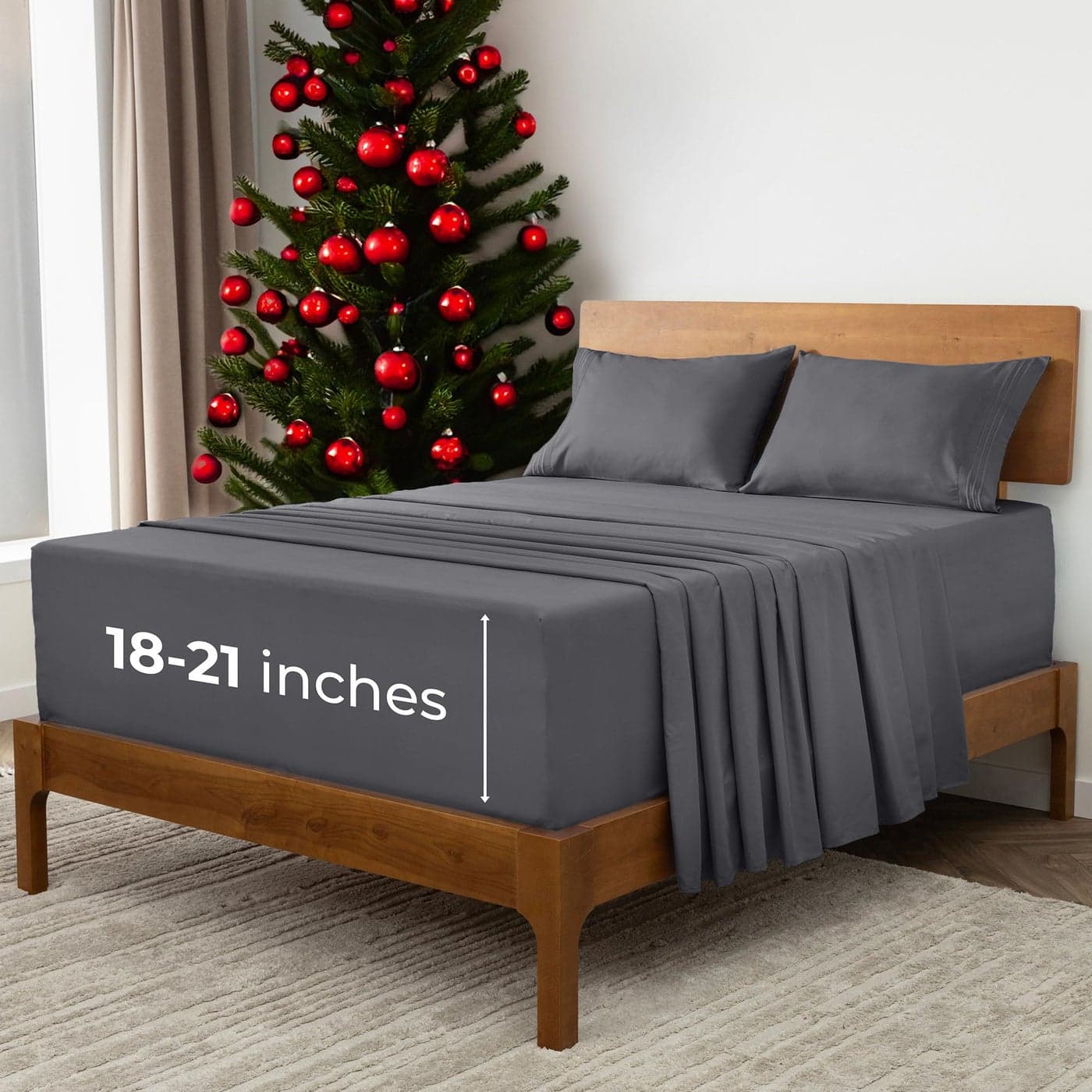Mellanni Extra Deep Full Sheets 4 PC Iconic Collection Bedding Hotel Luxury Ultra Soft Cooling Bed Sheets Wrinkle Fade Stain Resistant Full Gray