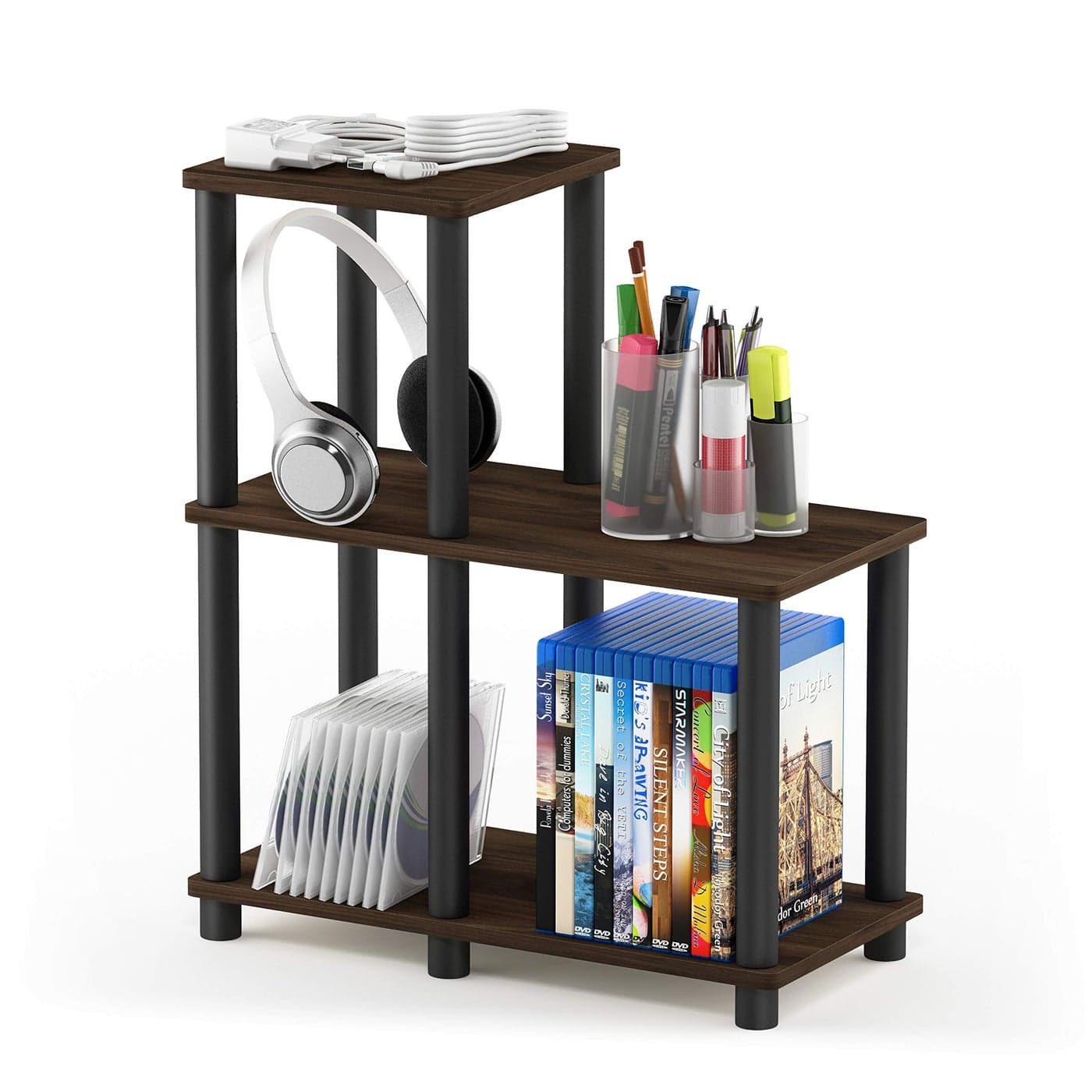Furinno TurnNTube Accent Decorative Shelf Columbia WalnutBlack