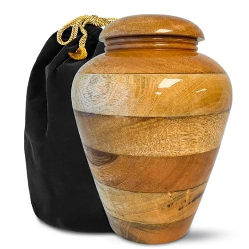 Everlight Memorials Handcrafted Wooden Urn for Ashes Adult Male – Large Cremation Urns for Human Ashes Adult Man & Women – Memorial Funeral Wood Urn for Home Display, or Burial