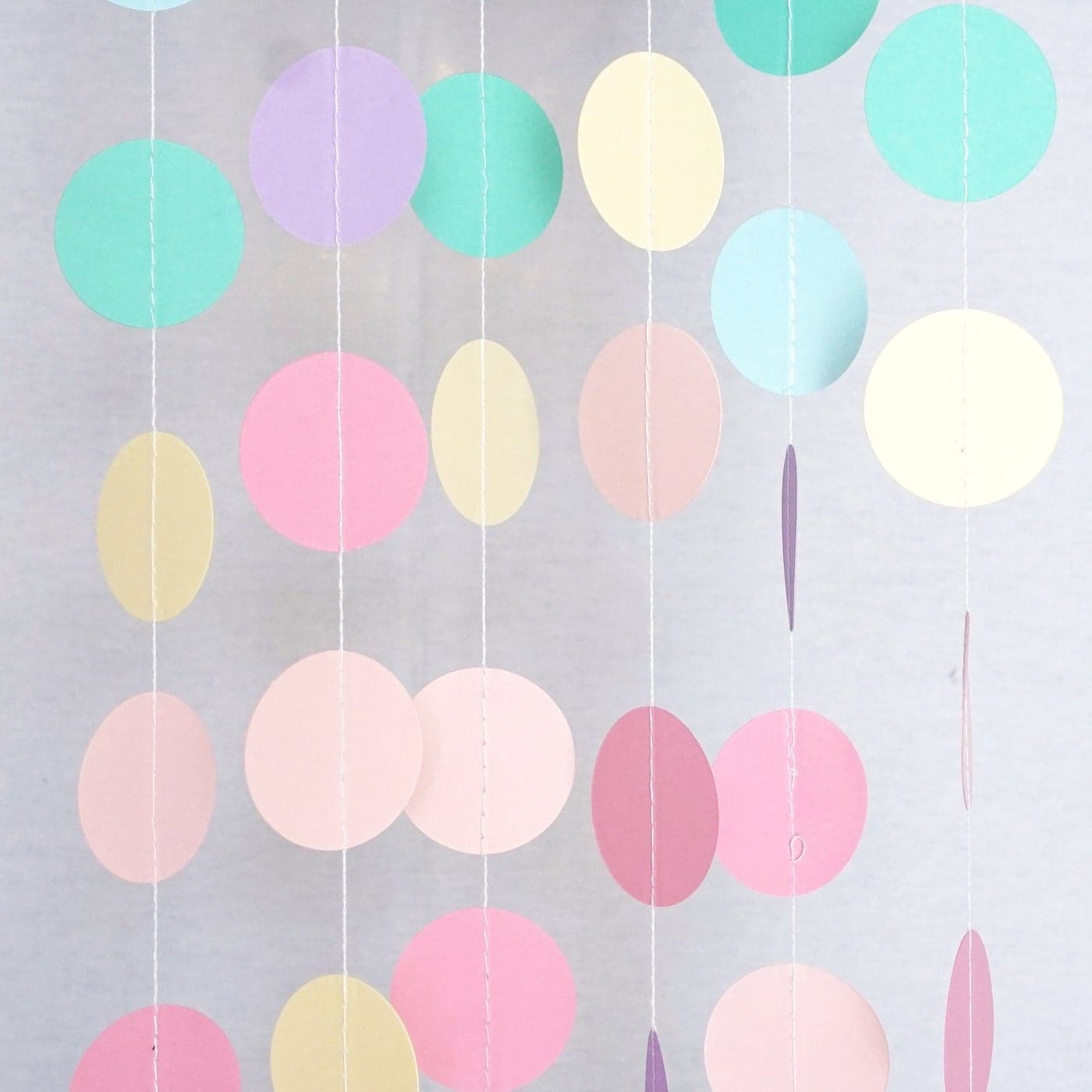 Chloe Elizabeth Circle Dots Paper Party Garland Streamer Backdrop 10 Feet Long Rainbow Pastel