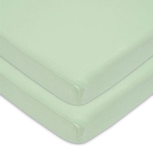 American Baby Company 2 Pack 100% Natural Cotton Fitted Pack and Play Sheets 39" x 27" - Soft & Breathable Pack N Play Sheets for Playard & Mini Crib Mattress, Celery, for Boys & Girls