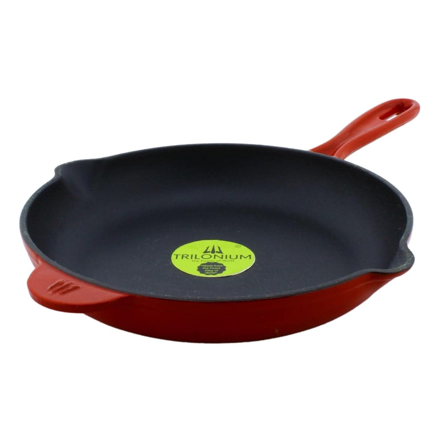 Trilonium Enameled Cast Iron Induction Compatible Skillet Fry Pan 26 cms Red