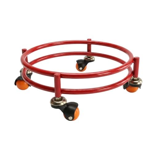 Rincy Heavy Iron Red Colours LPG Gas Cylinder Trolley – Red Heavy-Duty Cylinder Stand with 4 Wheels Gas cylinder stand, Gas cylinder trolley, LPG cylinder stand, Gas cylinder holder