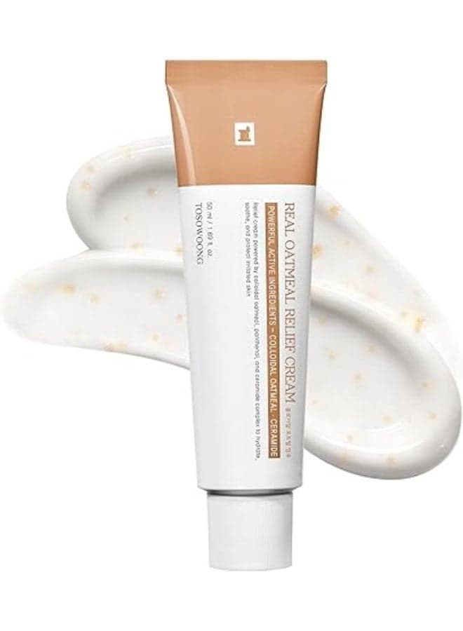 TOSOWOONG Real Oatmeal Cream, Daily Face Moisturizer, Blemish Care, Moisturizing, Colloidal Oatmeal, Ceramide, Panthenol, Hyaluronic Acid, Korean Skincare 50ml / 1.69 fl.oz
