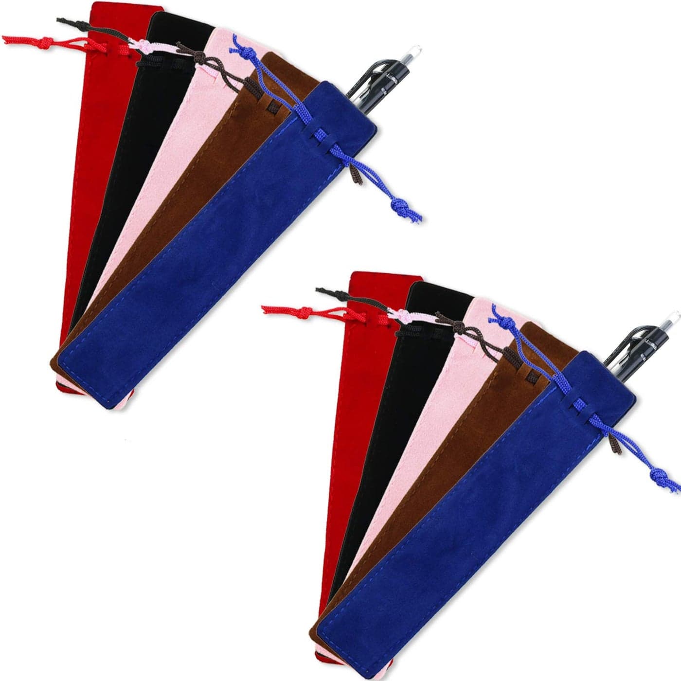 50 Pieces Velvet Drawstring Pen Pouch 14 x 7 Inch Multicolor Velvet Pen Sleeves Velvet Pen Bags Bulk Pencil Cases for Christmas Party Favor GiftMulticolor