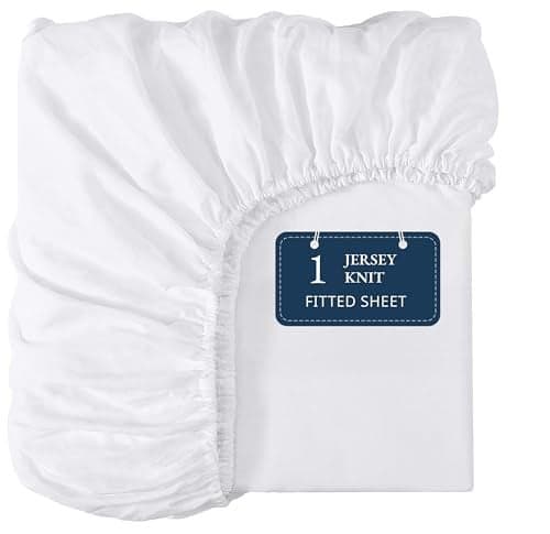 White Fitted Sheet Full - Stretchable Jersey Knit Fabric - Snug Fit Upto 15" Deep Pocket Fitted Bottom Sheet - 100% Polyester for comfortable sleep - Super Soft, Machine Washable, Anti Pilling - White