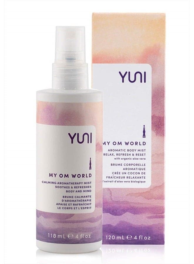 Calming Body Mist (4oz) My OM World - Natural Aromatic Oils - Relaxing Stress Relief - Promotes Focus & Clarity - All Natural, Paraben-Free, Cruelty-Free