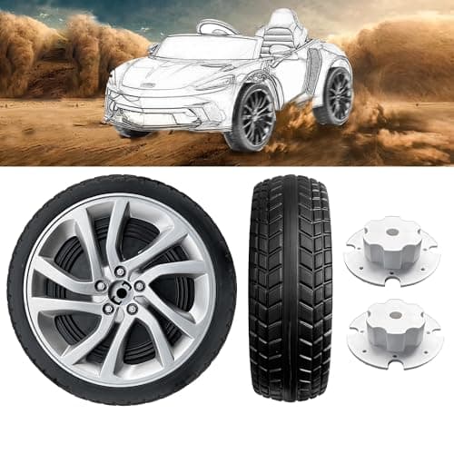 2Pack 26CM10 EVA Solid Compound Tires for Power Wheels Ride on Car Alligator TiresWheels Upgrade12CM047in Aperture FrontRear Wheel for CarSUVUTVATVMotorcycle Replacement Parts