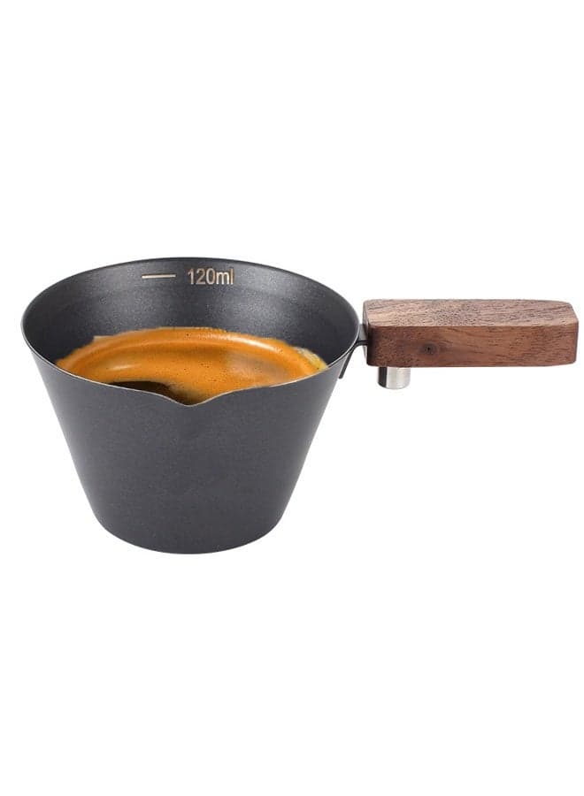 120ML Espresso Measuring Cup, Stainless Steel Espresso Shot Cup, Wide Mouth & V-shaped Pour Spout Coffee Mug with Handle for Latte, Dirty, Americano, Cappuccino, Macchiato (Black)